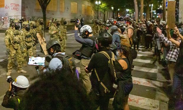Protesters facing off against law enforcement