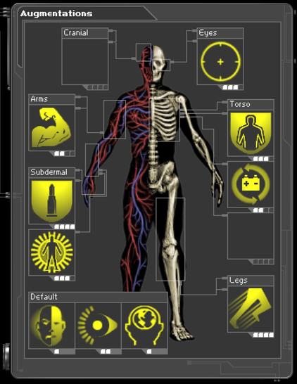 F3 - Ballistic Protection (Level 4)
F4 - EMP Shield (Level 3)
F6 - Microfibral Muscle (Level 2)
F7 - Speed Enhancement (Level 4)
F8 - Targeting (Level 3)
F9 - Energy Shield (Level 3)
F10 - Power Recirculator (Level 2)
F12 - Light (Level 2)
