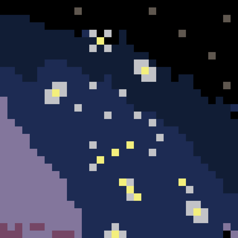 Pixel art study of the constellation of Orion.