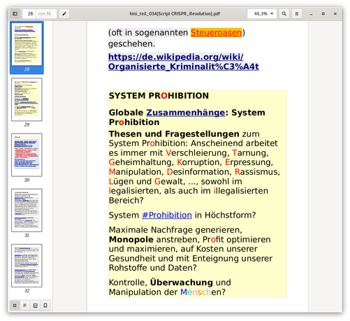 19.06.2025 Auszug aus Manuskript "CRISPR_rEvolution" von 2013 - Thesen und Fragestellungen, aus der Sicht einer verbotenen Heil- und Nutzpflanze, zu einem globalen System. Ich nannte es das "SYSTEM PROHIBITION"