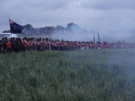 Thin red line stretches away into the smokey distance