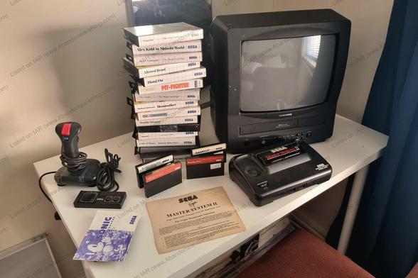 Sega Master System with a variety of Games from 1980s and 1990s, tested on a CRT VHS TV