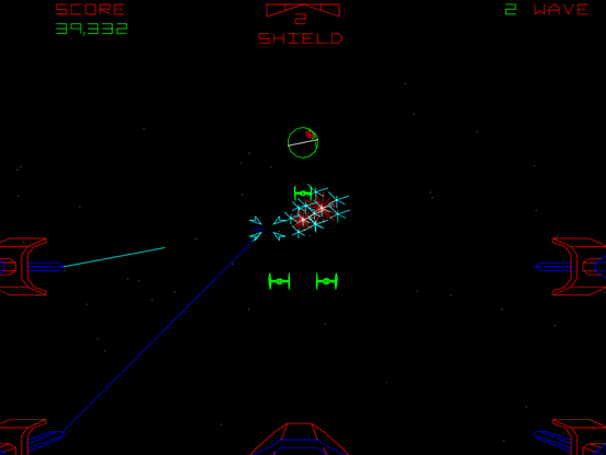 TIE Fighters shooting fireballs at you, with the Death Star in the background.
