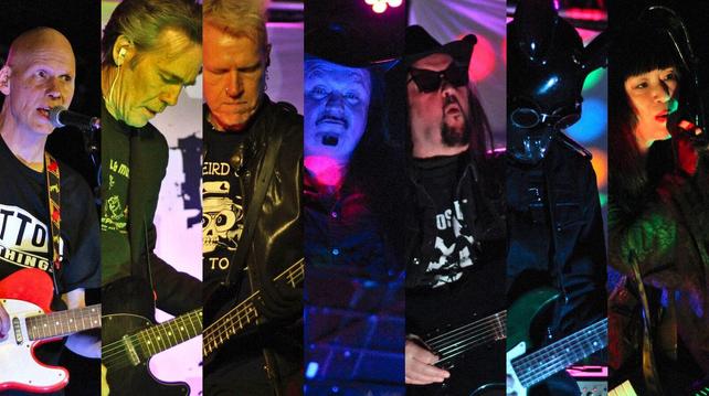 Collage of photos from performing artists Piss Shivers, Family Of Noise, Chaos Bleak, and PSYDOLL at The Black Prince in Northampton (02.04.2025). Photos taken by Peter Dennis