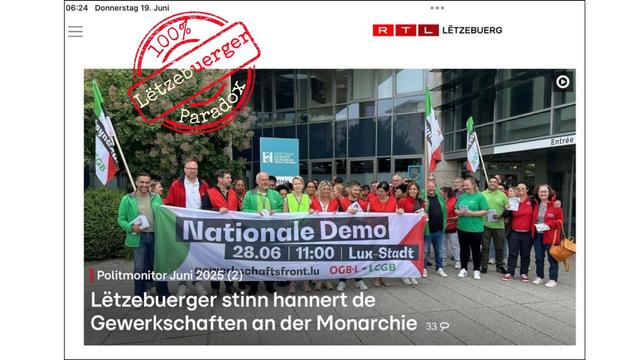 Gewerkschaften a Monarchie an engem Otemzuch nennen? Kee Problem!