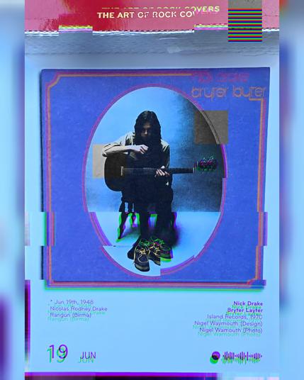 Abreißtageskalender von seltmann mit dem Kalenderblatt des Vinyl-Covers der LP "Bryter Layter" (1971) von Nick Drake