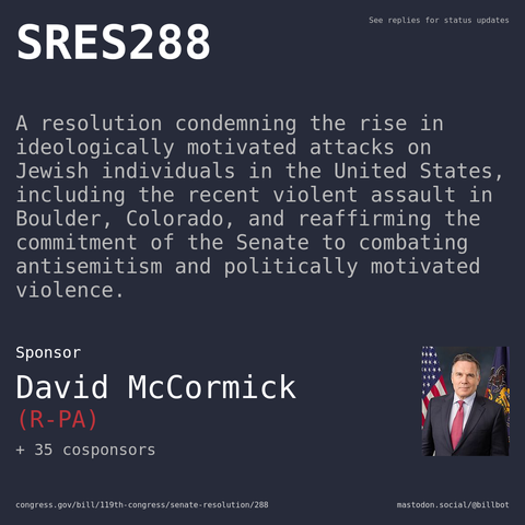 Description of SRES288, and a depiction of its sponsor, David McCormick.