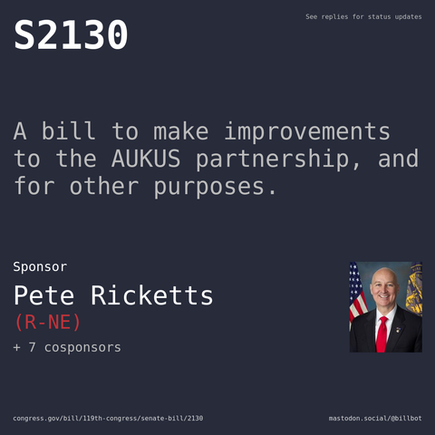 Description of S2130, and a depiction of its sponsor, Pete Ricketts.