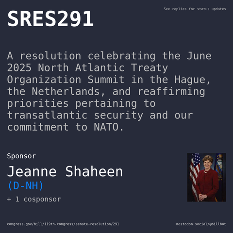 Description of SRES291, and a depiction of its sponsor, Jeanne Shaheen.