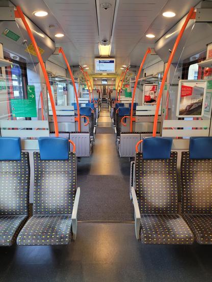 Empty seats in the regional train.