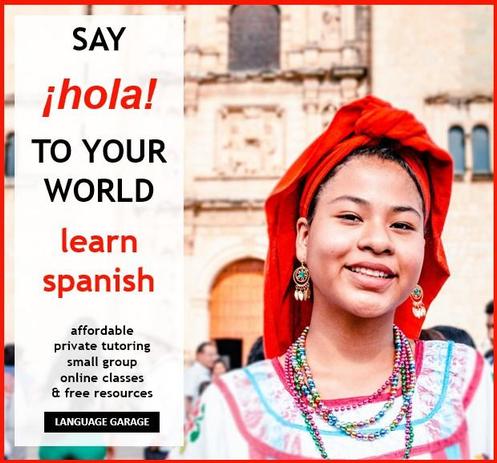 Online Spanish tutoring, one-on-one lessons, small group classes, and free self study materials. Image of a smiling woman.
