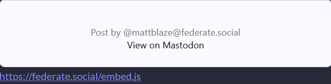 Screenshot of a failled mastodon toot embed on wordpress