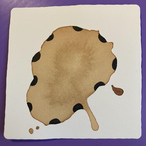Starting to add Crescent Moon pattern on to the tea stain