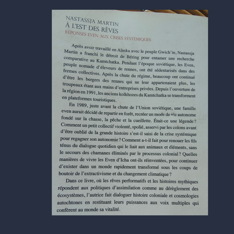 Quatrième de couverture du livre.