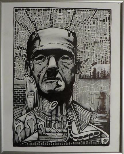 drawing of the monster from Frankenstein