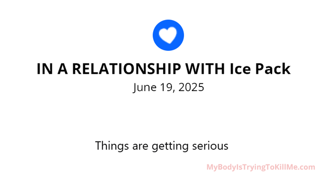 blue heart
In a relationship with Ice Pack
June 19, 2025

Things are getting serious