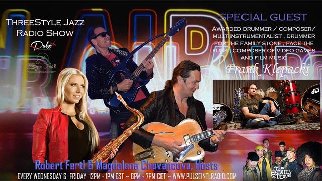 Today, join us! Interview with amazing Frank Klepacki!  Drummer for The Family Stone Band, Face the Funk, Home Cooking, Tina Guo, The Bitters and many more. Composer of Command & Conquer game franchise and the interstellar saga of Star Wars: Empire at War.
@12pm EST pulseintlradio.com/