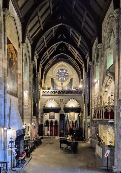 The great hall in Hammond Castle. It is meant to resemble a medieval church.