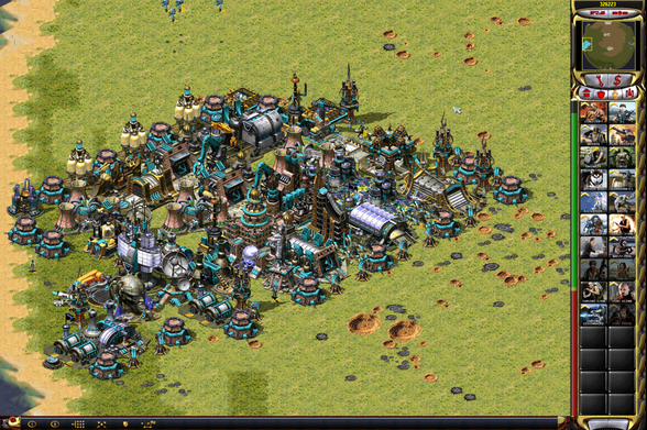 A super base of all 3 factions Allies, Soviet, Yuri that all buildings were built tightly to each other in a vast space.