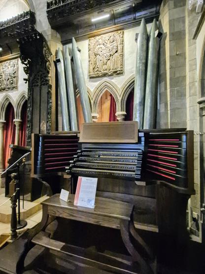 The organ console at Hammond Castle. It is unplayable now (note, no keys!) But Virgil Fox made it sing back in the day.