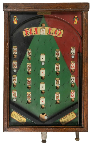Top down view of the Hi-Lo Jr. table by Northwest Coin Machine.

https://www.ipdb.org/showpic.pl?id=1188&picno=74692