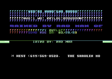 Screenshot of "Quantum" - Crack: The Shaolin Monastery (TSM) - Trainer: +1 - Published by Cosmicsoft Inc. on Commodore 64 (1989)