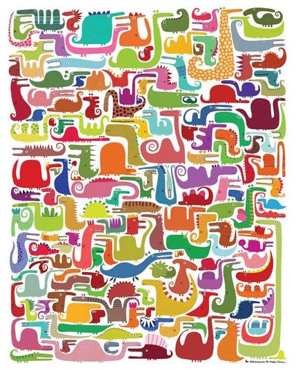 237 dinosaures imbriqués et colorés