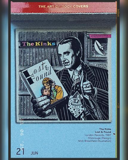 Abreißtageskalender von seltmann mit dem Kalenderblatt des Vinyl-Covers der Single "Lost And Found" (1987) von The Kinks