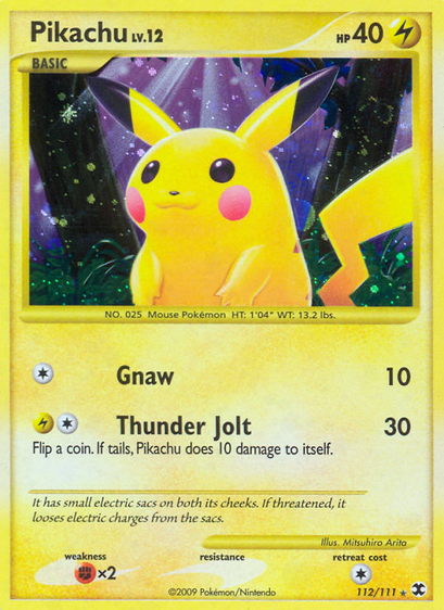Pikachu (Rising Rivals) released 2009/05/16. Illustrated by Mitsuhiro Arita.