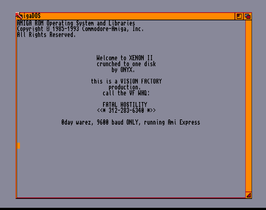 Screenshot of "Xenon 2 - Megablast" - Crack: Vision Factory - Published by Bitmap Brothers on Commodore Amiga (1989)