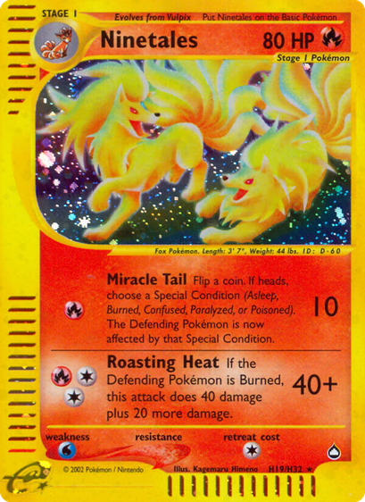 Ninetales (Aquapolis) released 2003/01/15. Illustrated by Kagemaru Himeno.