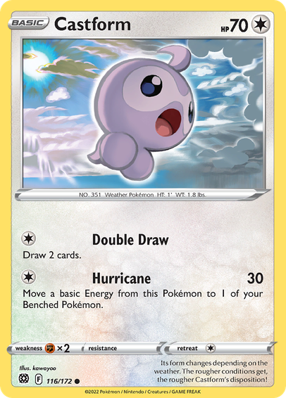 Castform (Brilliant Stars) released 2022/02/25. Illustrated by kawayoo.