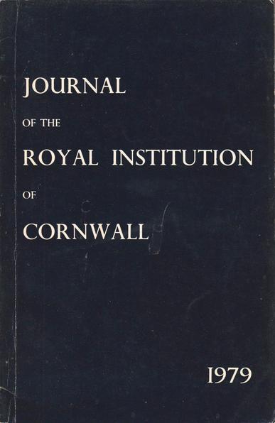The front cover of the Journal of the Royal Institution of Cornwall, New Series, Vol VIII, Part 2 for 1979. Plain dark blue with title in white.