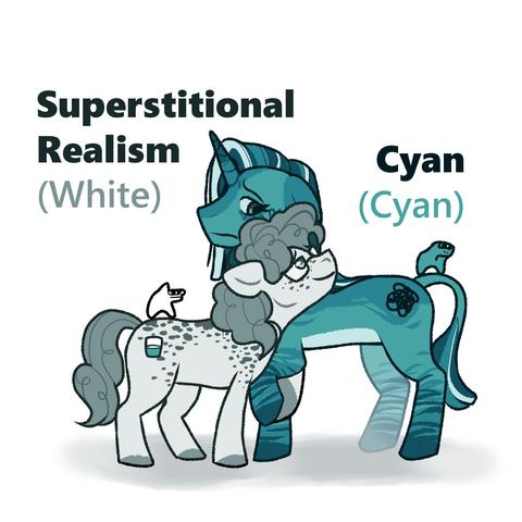 White and Cyan / Superstitional Realism and Cyan - Horse Race Tests - My little pony design