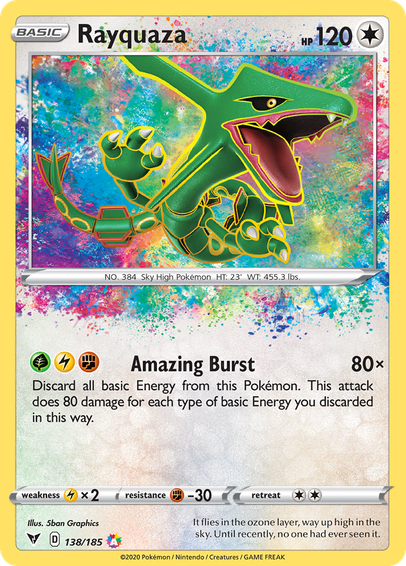 Rayquaza (Vivid Voltage) released 2020/11/13. Illustrated by 5ban Graphics.