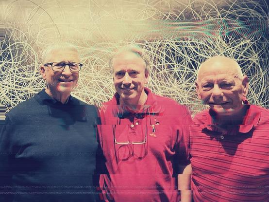 First meeting photo with Bill Gates, Linus Torvalds, Dave Cutler by Mark Russinovich  causes a zero-day like glitch in the matrix ;> @billgates @linus__torvalds #davecutler @davepl1968 @microsoft @linux #glitch #matrix