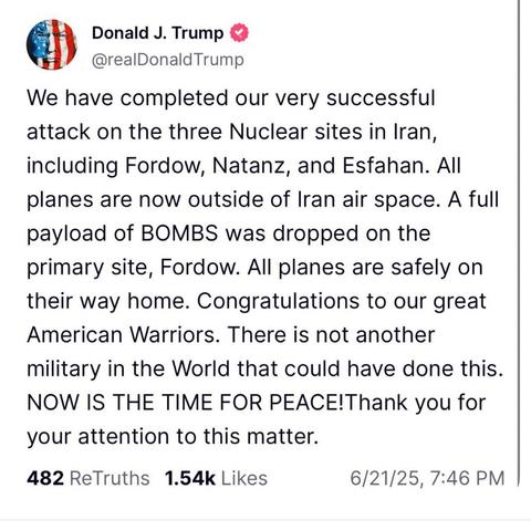Trump statement about bombing Iran