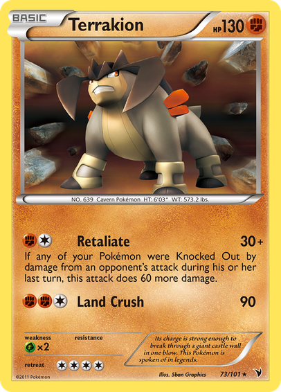 Terrakion (Noble Victories) released 2011/11/16. Illustrated by 5ban Graphics.