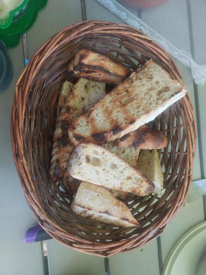 Korb mit gerösteten Brotscheiben