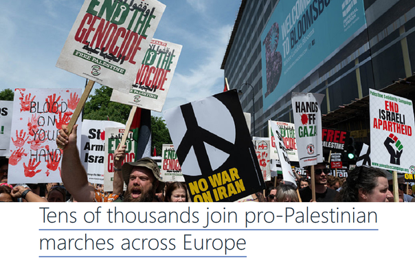 Tens of thousands join pro-Palestinian marches across Europe.