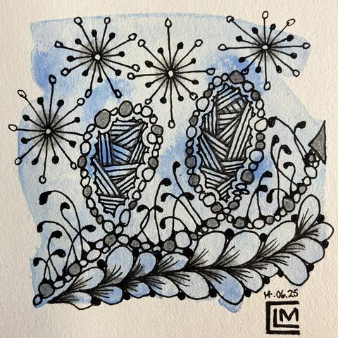 Finished tile with black ink and graphite shading