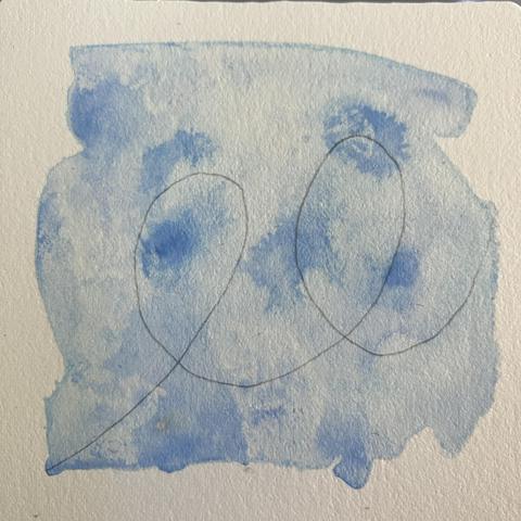 Loop the loop string on top of the blue colourwash on my tile