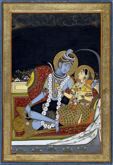 
Shiva et Parvati assis sur une terrasse, Jaipur, vers 1800 (collection du British Museum)