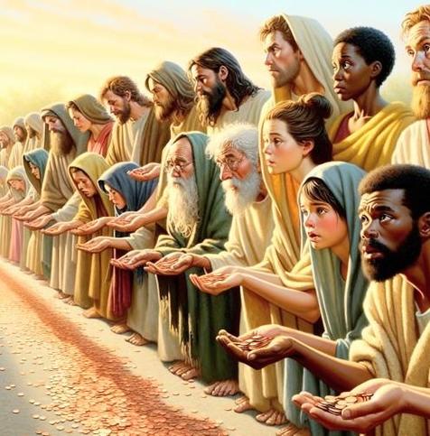 Many different people praying 