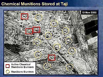 From Gen Colin Powell's 2002 slideshow before the UN claiming to label WMD sites in Iraq.