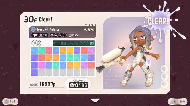 A screenshot of the completion screen from Splatoon 3: Expansion Pass: Side Order.
