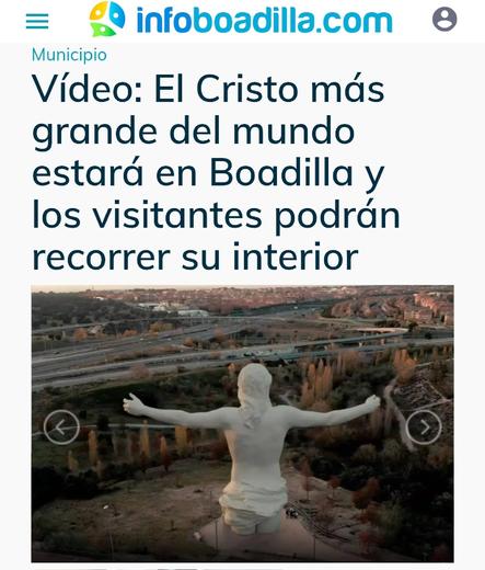 Captura de infoboadilla.com. muestra el cristo de rodillas de 60 metros de altura. El texto: infoboadilla.com

Municipio

Vídeo: El Cristo más grande del mundo estará en Boadilla y los visitantes podrán recorrer su interior