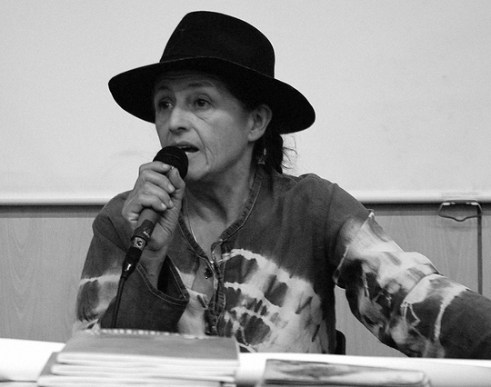 Silvia Rivera Cusicanqui in a seminar about globalisation and indigenous rights in the northem of Chile.