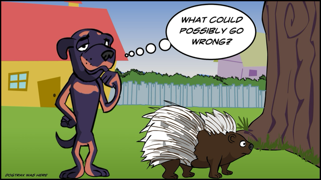 Comic with dog and porcupine (what could go wrong?)