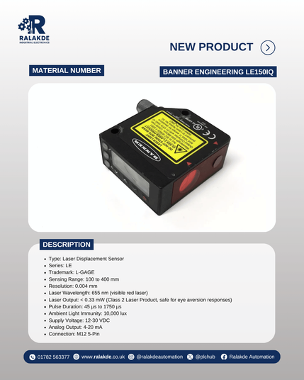 Spesification of Banner Engineering LE150IQ L from Ralakde Industrial Electronics.